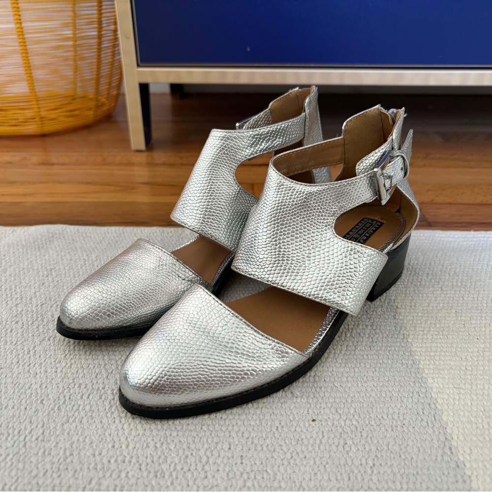 Deena & Ozzy Cut-Out Buckle Silver Boot (Urban Outfitters)